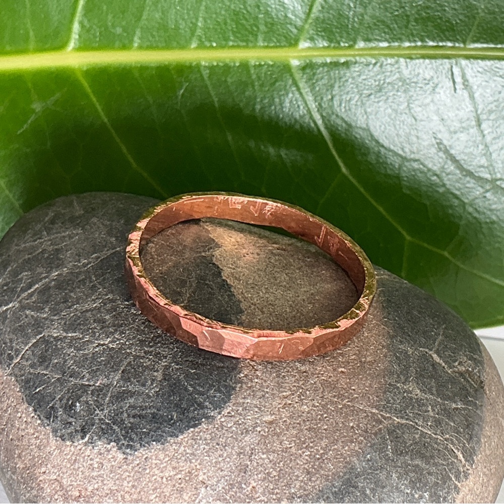 Raw Copper Ring Size 15.5 Band Jewelry Minimal Hammered Solid Handcrafted USA - Picture 1 of 10